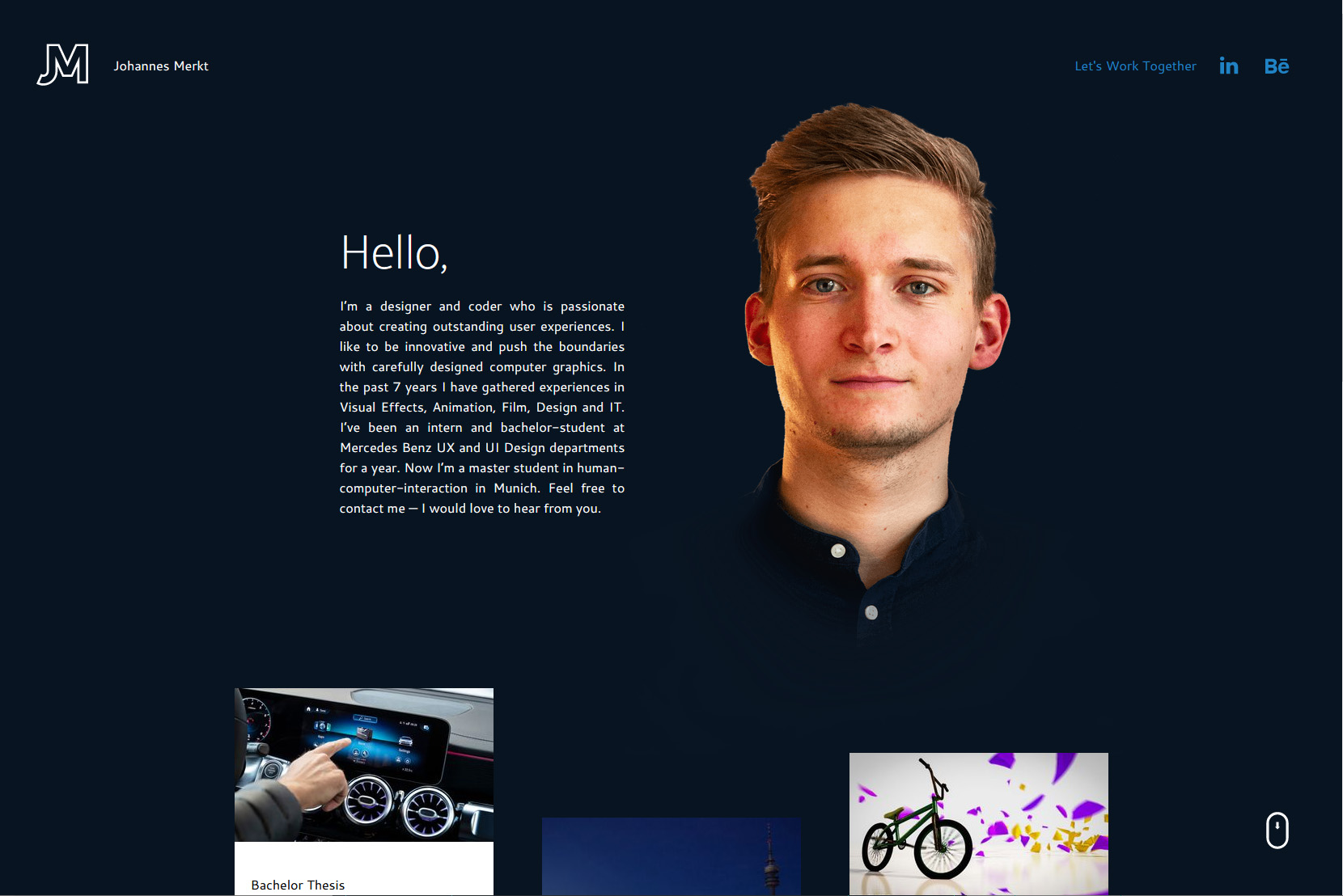 Portfolio Thumbnail shows landing page of portfolio website